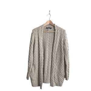 Islander XS Oversized Virgin Wool Cable Knit Gray Made In Ireland‎ Cardigan Cozy